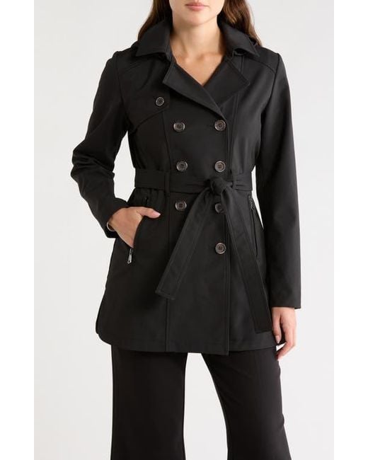 Bernardo Black Softshell Double-Breasted Trench Coat