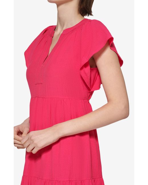 Calvin Klein Pink Tiered Gauze Maxi Dress