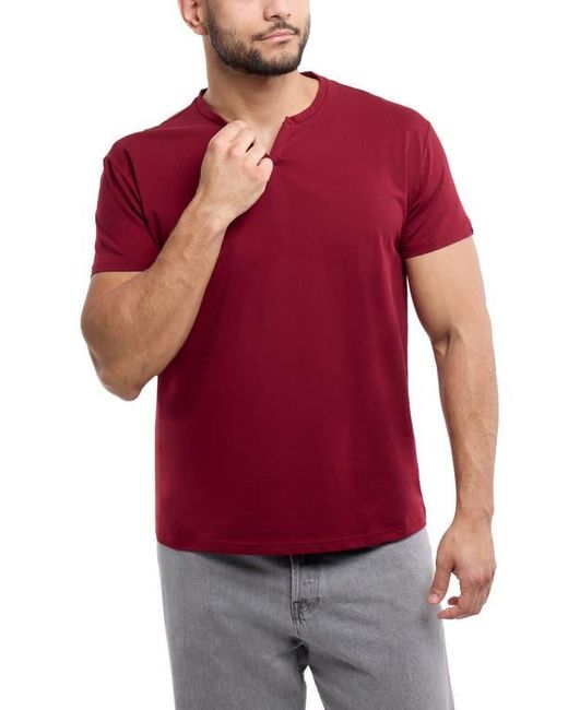 Xray Jeans Red Split Neck Cotton Crew T-Shirt for men