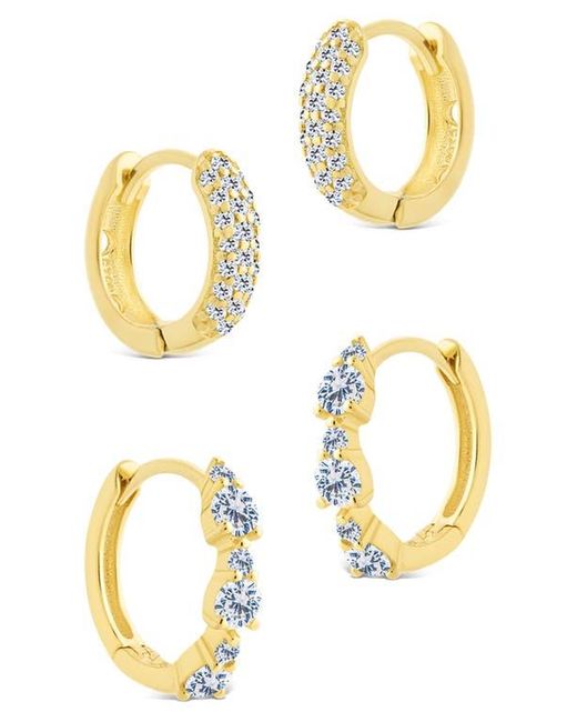 Sterling Forever Metallic Lioren Set Of 2 Assorted Cubic Zirconia Micro Huggie Hoop Earrings