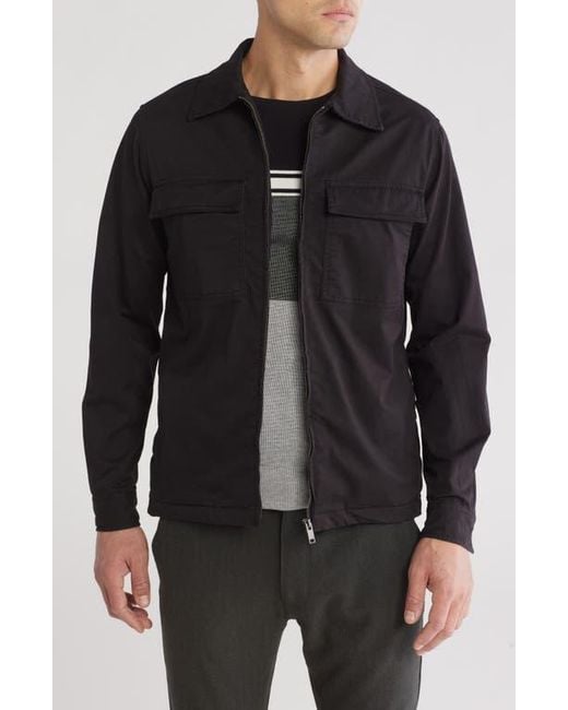 Denim and Flower Black Twill Zip Shacket for men