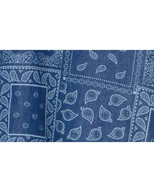 Slate & Stone Blue Banana Print Short Sleeve Cotton & Lyocell Button-up Shirt for men