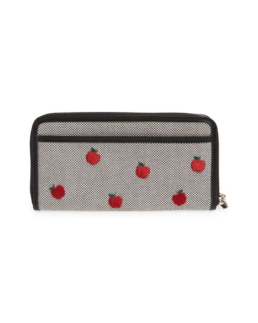 Kate Spade Gray Embroidered Large Leather Continental Wallet