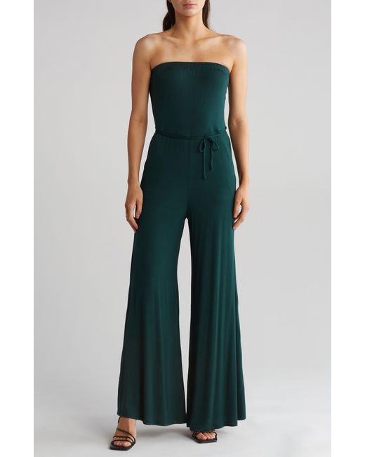 Go Couture Green Strapless Wide Leg Jumpsuit