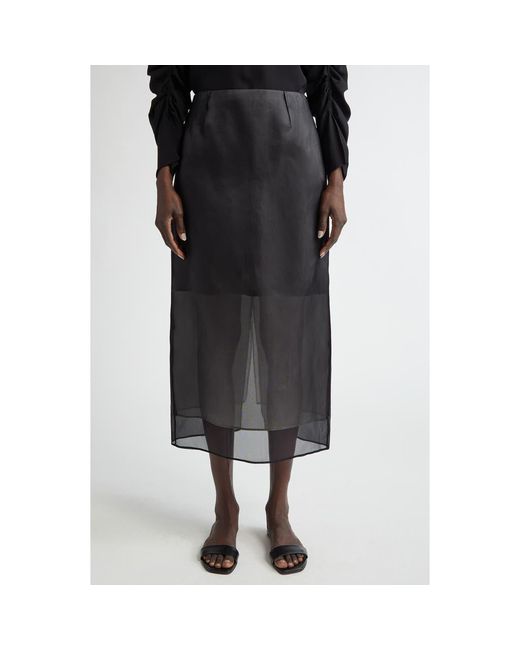 Lafayette 148 New York Black Layered Silk Pencil Skirt