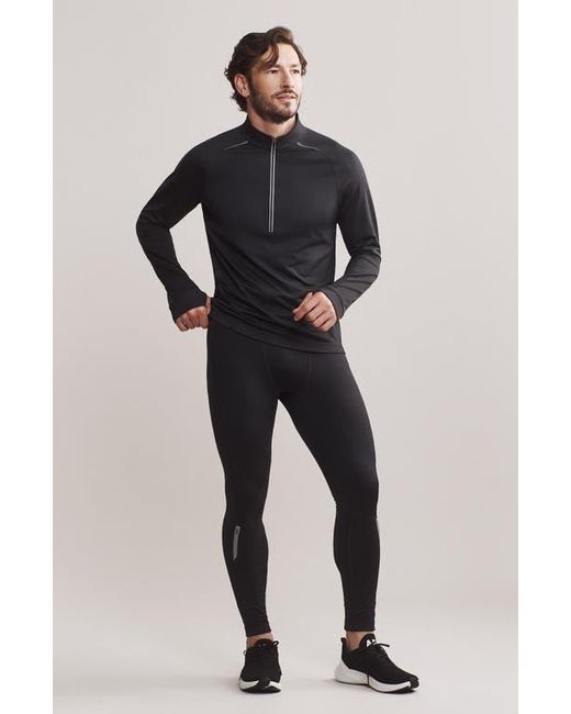 Rhone Black Thermal Run 1/2 Zip Pullover for men