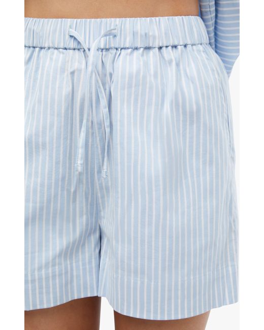 WeWoreWhat Blue Stripe Tie Waist Stretch Cotton Shorts
