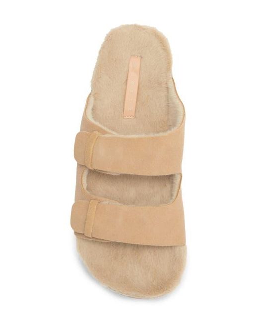 Reef Natural Ojai Ciara Faux Shearling Lined Platform Slide Sandal
