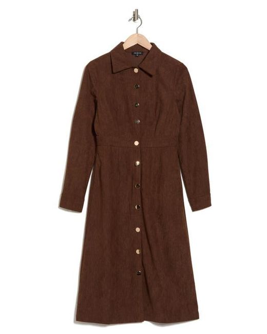 AREA STARS Brown Dion Long Sleeve Shirtdress