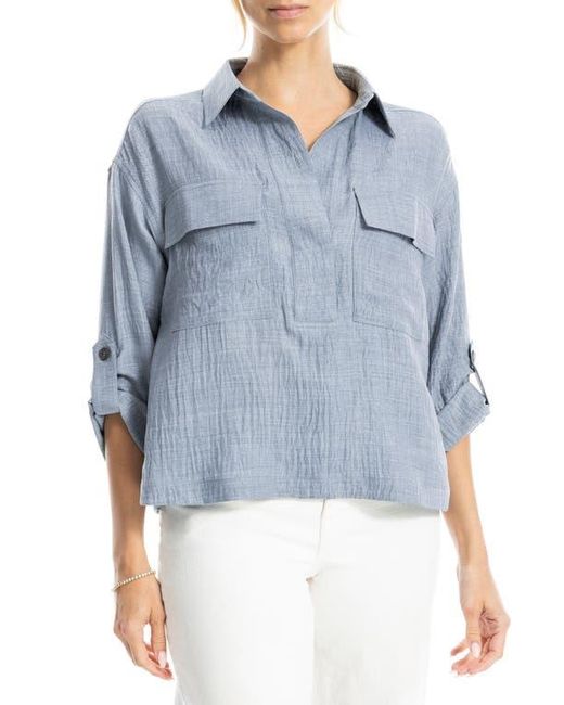 Max Studio Blue Collared Textured Shirt