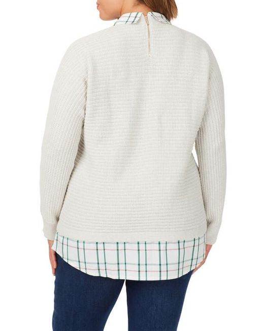 Foxcroft Gray Cotton Layered Sweater