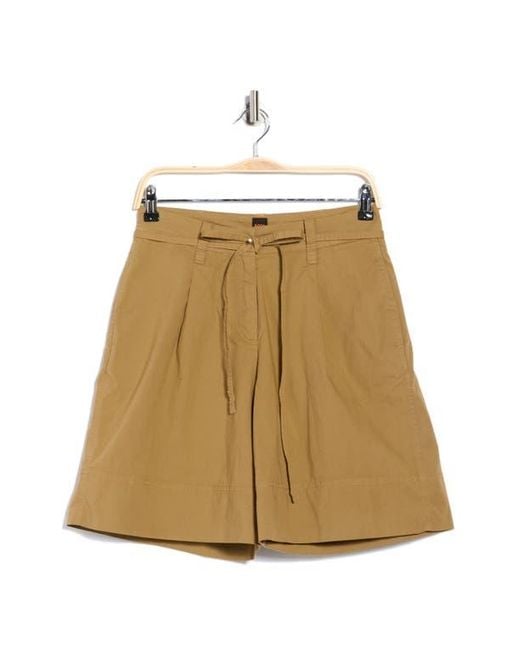 Boss Natural Tara Belted Stretch Cotton Shorts
