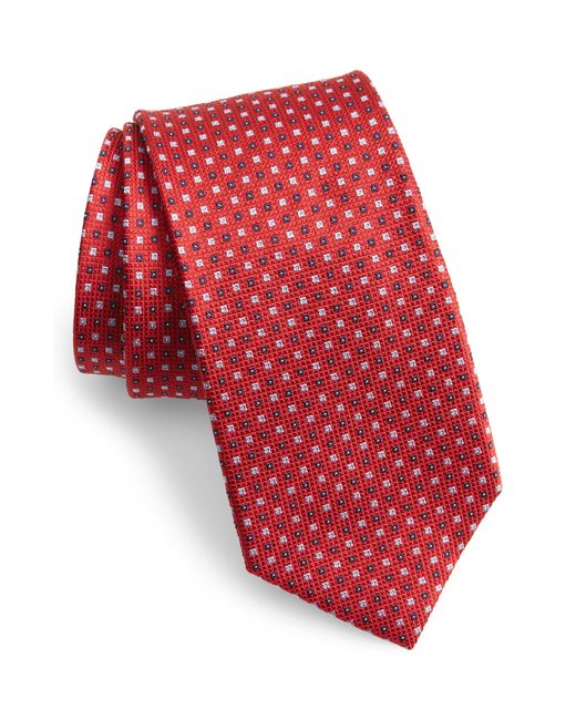 Duchamp Red Micro Neat Silk Tie for men