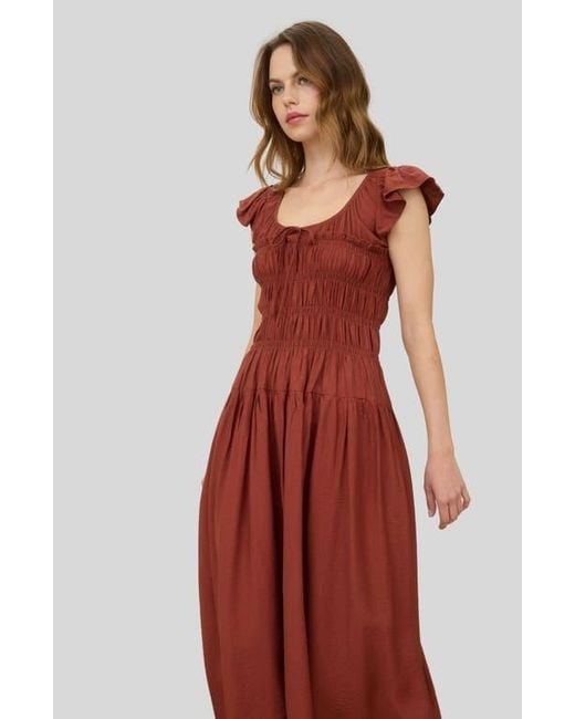 Blu Pepper Shirred Maxi Dress