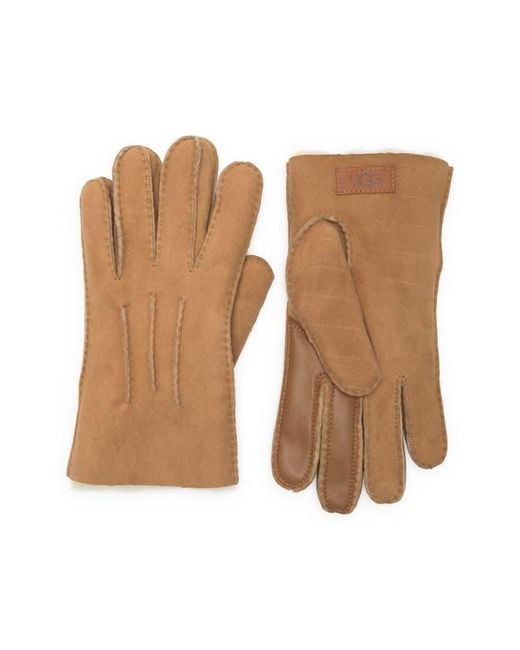 Ugg Brown Leather Genuine Shearling Lined Gloves for men