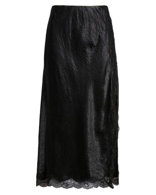 Rails Black Rylan Crinkle Satin Slip Skirt