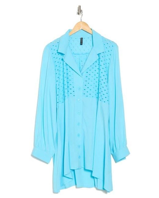 Boho Me Blue Eyelet Button-Up Shirt