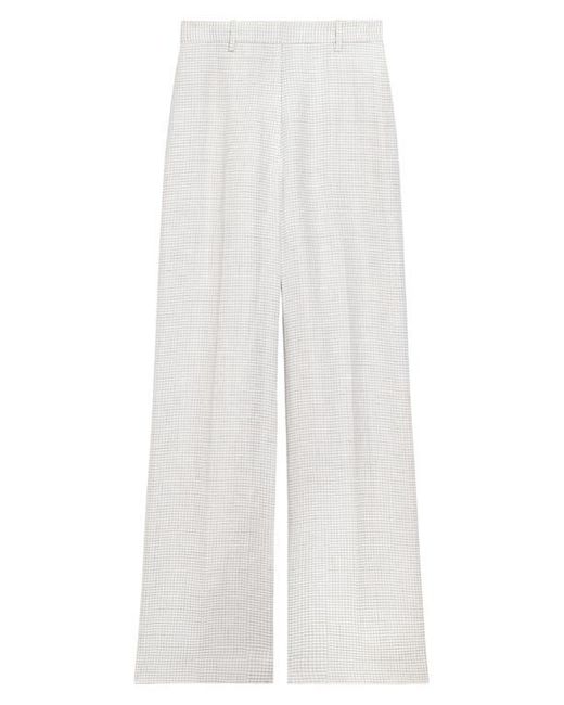 Theory White B.Mel Houndstooth Check Linen Blend Pants