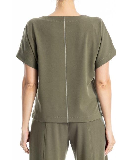 Max Studio Green Back Stitch Knit T-Shirt