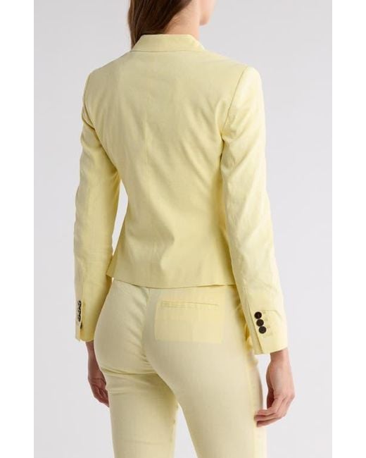 Theory Yellow Shrunken Stretch Linen Blend Blazer
