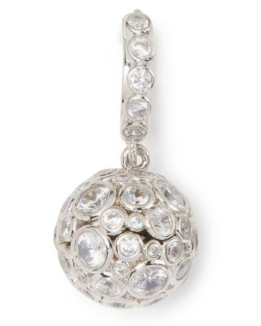 Kate Spade White Cubic Zirconia Sphere Huggie Hoop Earrings