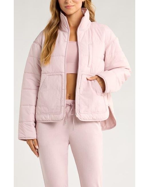 Zella Pink Quilted Packable Jacket