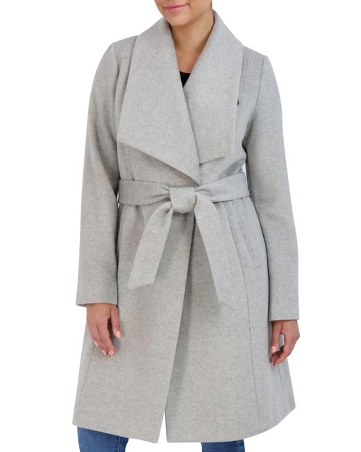 cole haan slick wool blend wrap coat