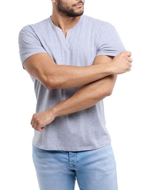 Xray Jeans Gray Split Neck Cotton Spandex T-Shirt for men