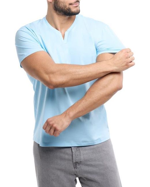 Xray Jeans Blue Soft Cotton Split Neck T-Shirt for men