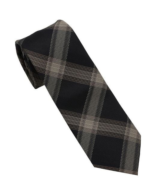DKNY Black Large Plaid Tie for men