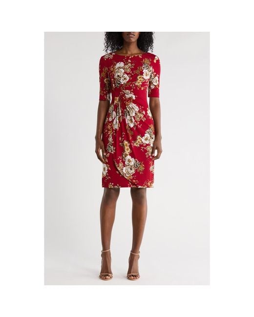 strapless open back dress Connected Apparel Bateau Neck Quarter Sleeve Jersey Sheath Dress main image 1