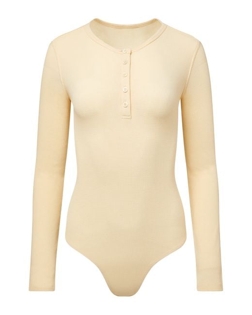 We Wore What Henley Thermal Knit Bodysuit in Natural