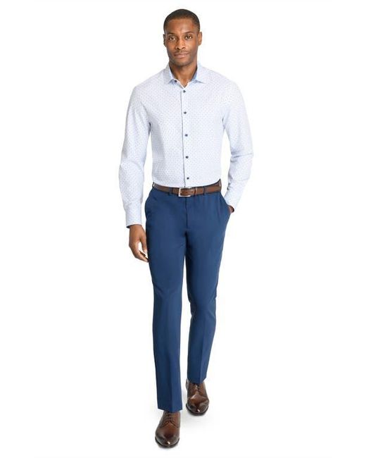 Con.struct Blue Micro Geometric Print Stretch Button-Up Shirt for men