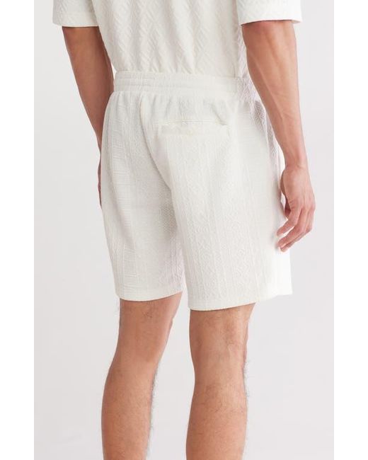 FLEECE FACTORY White Jacquard Shorts for men