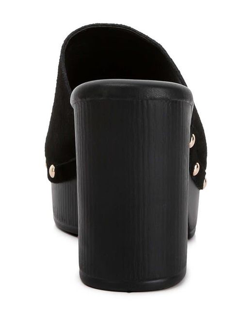 Rag & Co Black Cartera Suede Stud Mule