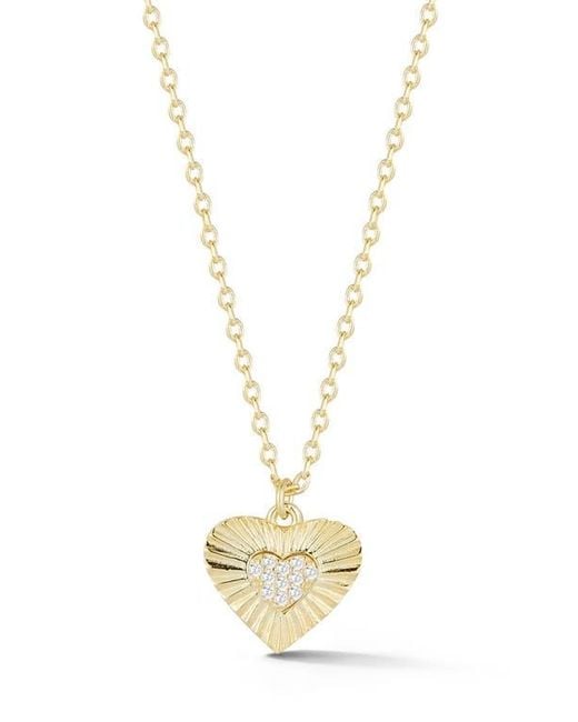 Sphera Milano Metallic Cubic Zirconia Burst Heart Pendant Necklace