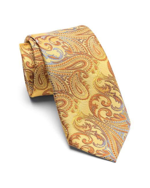 Duchamp Yellow Paisley Silk Tie for men