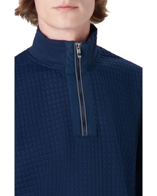 Bugatchi Blue Waffle Knit Quarter Zip Pullover for men