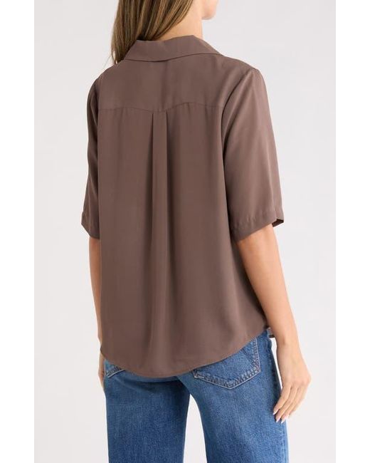 NYDJ Brown Gabrielle Floral Print Camp Shirt