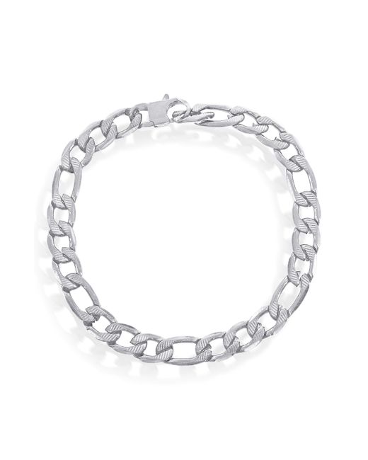 Black Jack Jewelry White Textured 8mm Figaro Chain Bracelet for men
