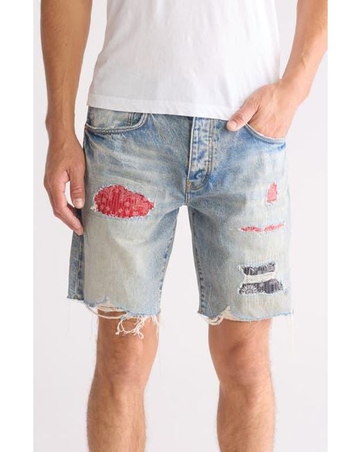 【BADBLOOD】Lion Patch Bermuda Denim Pants ♥2Colors Purple Brand Bandana Patchwork Denim Shorts in Blue for Men