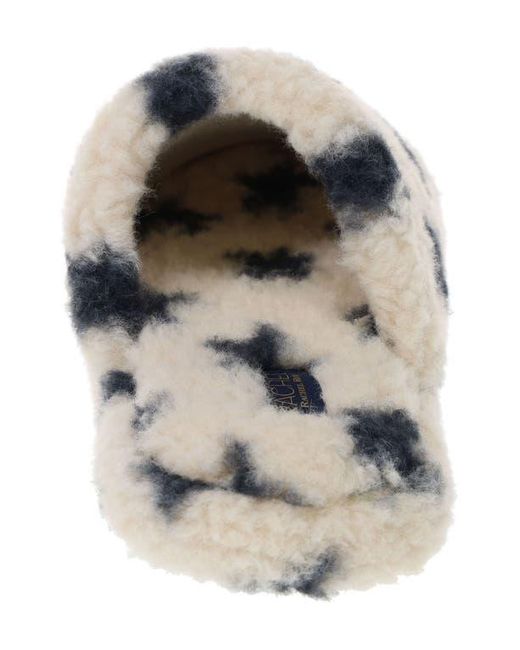 Rachel Roy Gray Star Print Faux Fur Slipper