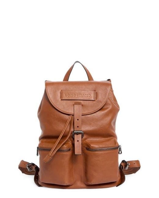 Longchamp Brown Lc3D Medium Leather Backpack