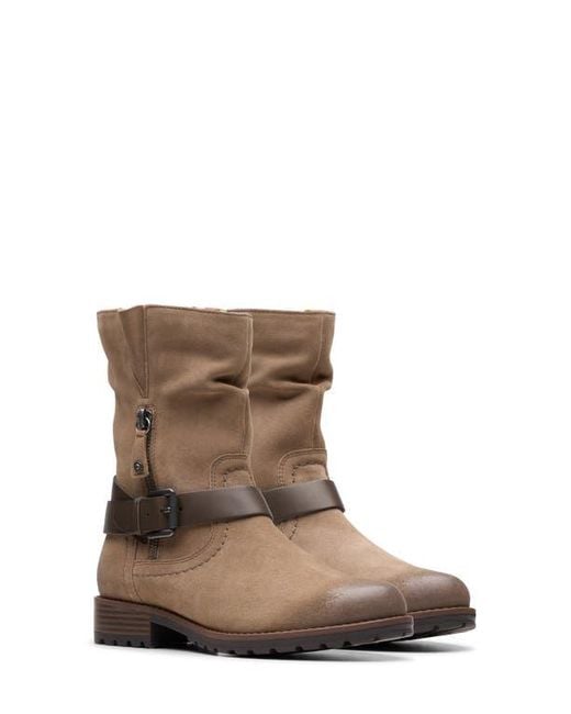 Clarks Brown Nissini Burnished Leather Slouch Boot