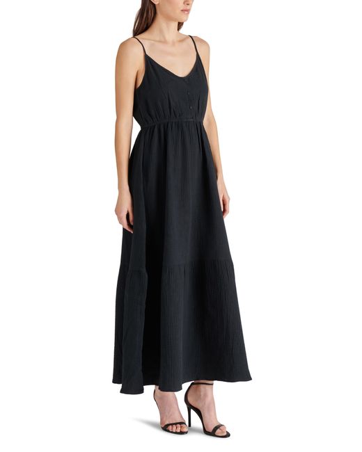 Steve Madden Black Been So Long Cotton Gauze Maxi Dress