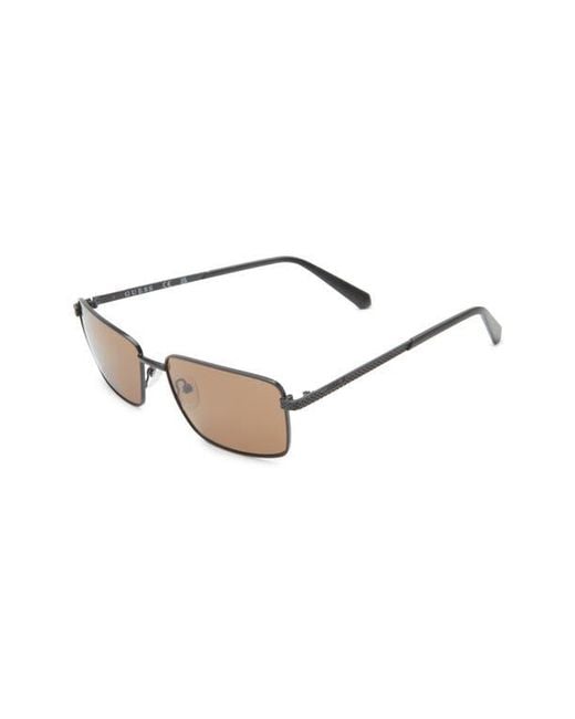 Guess Brown 59Mm Rectangular Sunglasses