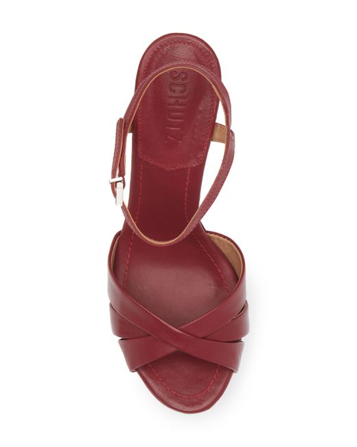 SCHUTZ SHOES Red Keefa Platform Ankle Strap Sandal