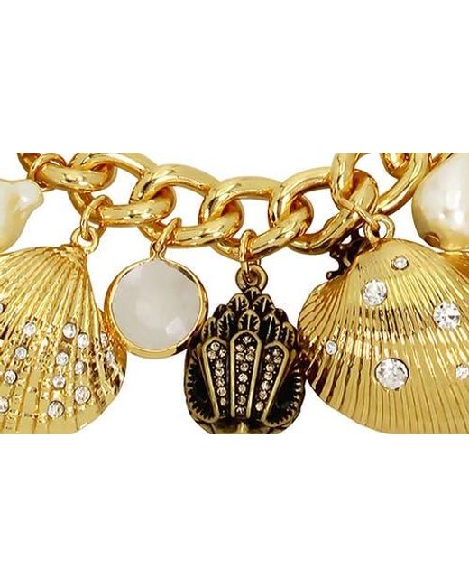 Kurt Geiger Metallic Faux Pearl & Shell Charm Necklace
