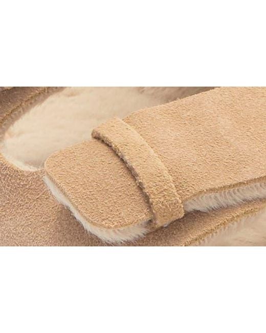 Reef Natural Ojai Ciara Faux Shearling Lined Platform Slide Sandal