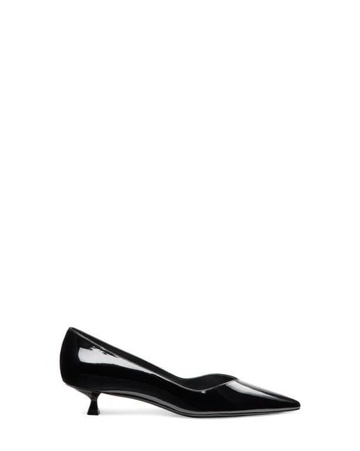 Stuart Weitzman Black Eva Kitten Heel Pointed Toe Pump